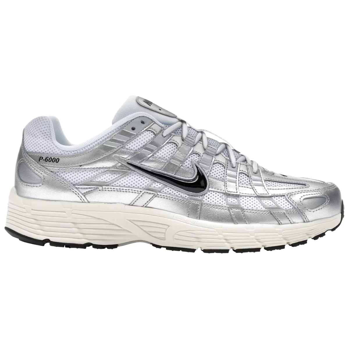 Nike P-6000 White Metallic Silver Flat Silver Black