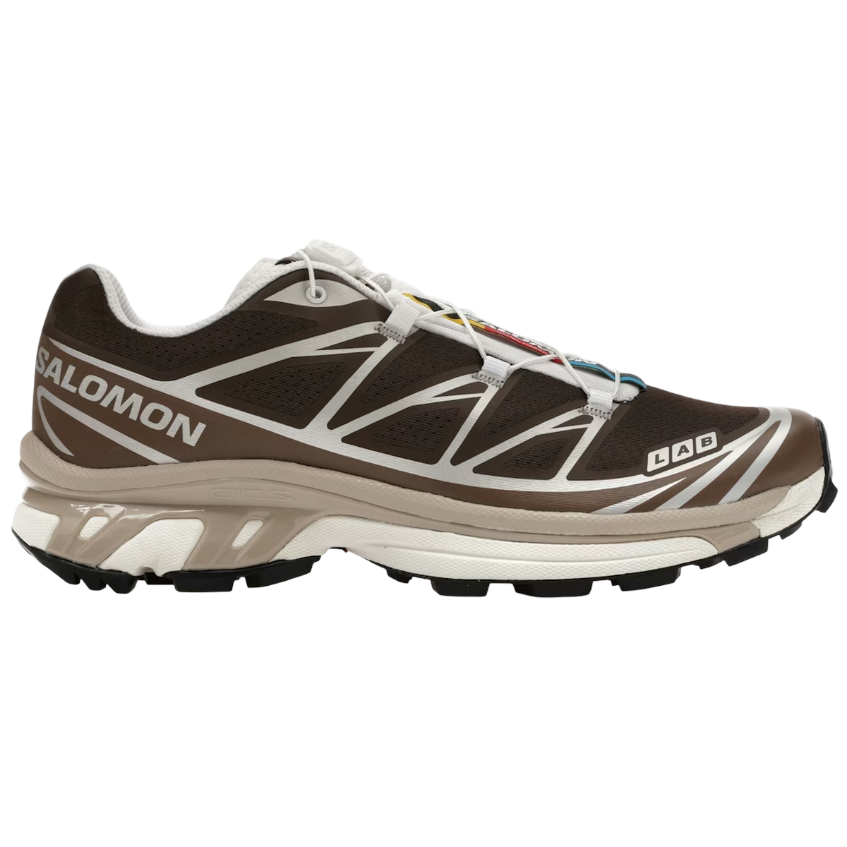 Salomon XT-6 Earth Brown Walnut sneakers set fra siden med jordfarvet overdel, holdbare snørebånd og slidstærk ydersål til terrænbrug