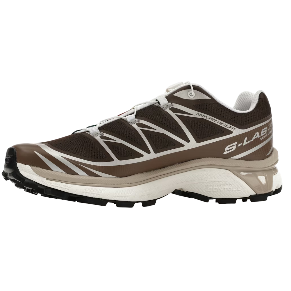 Salomon XT-6 Earth Brown Walnut sneakers i sideprofil med brune nuancer, slidstærk overdel i mesh og tekstil samt detaljeret ydersål